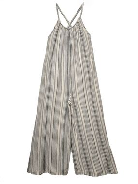 Treasure & Bond Kids Cream & Grey Striped Jumpsuit, Size 7-8 ~ VGUC